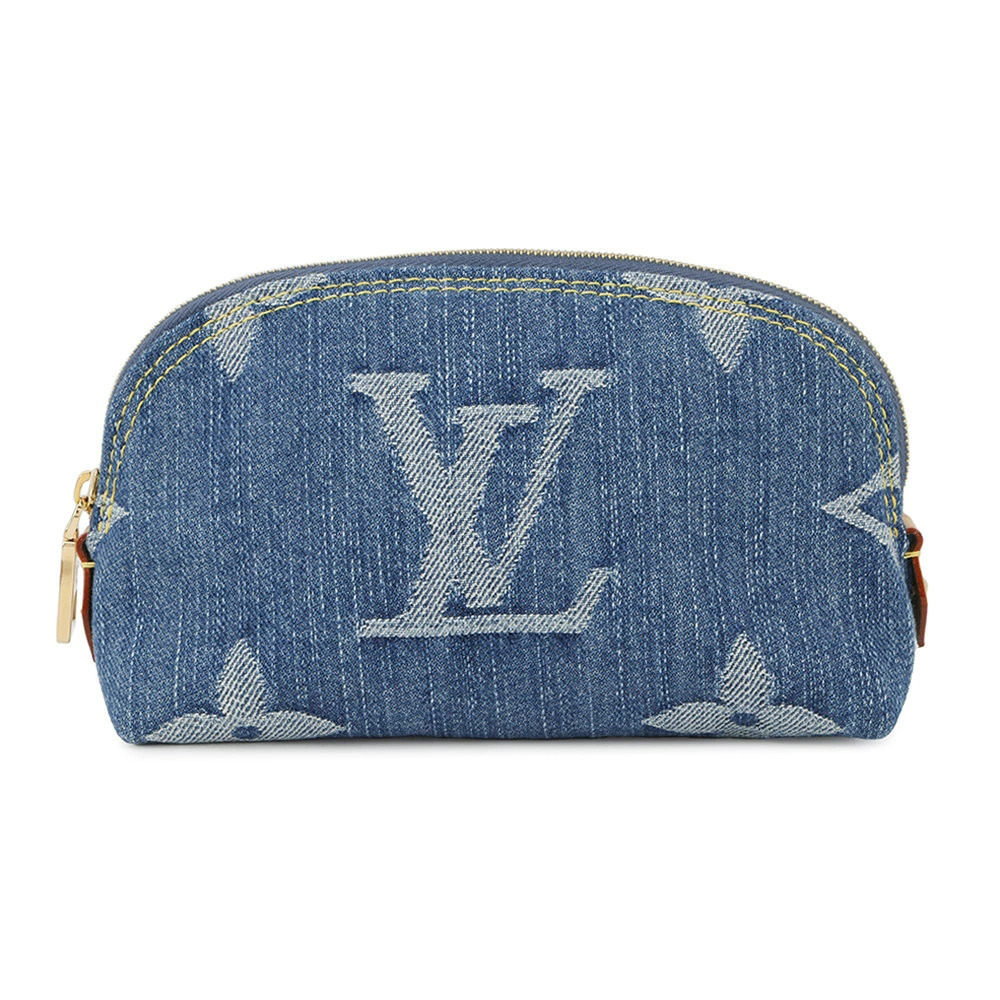 Louis Vuitton Monogram Denim Pouch Clutch Pochette Cosmetic Case Makeup